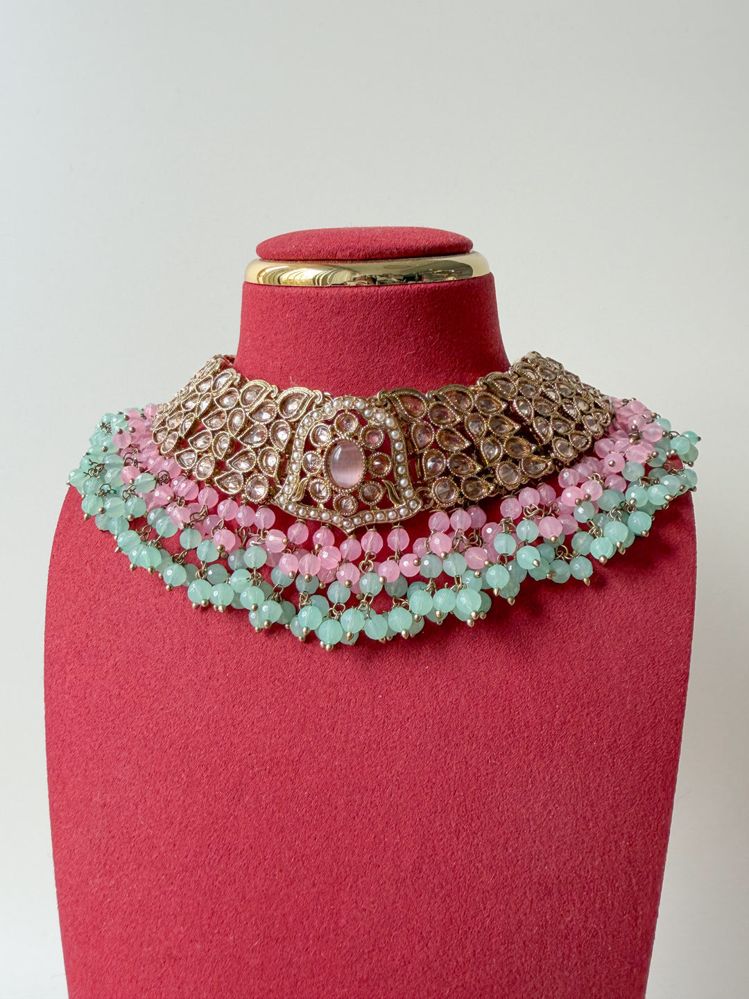 Reshana sieradenset mintgroen/roze
