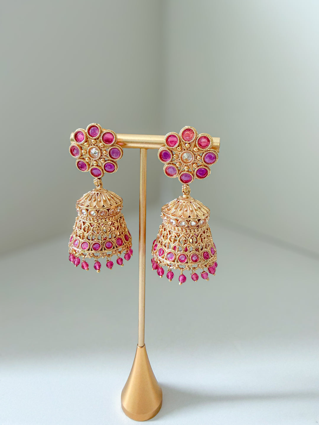 Urmila jhumka oorbellen fuchsia
