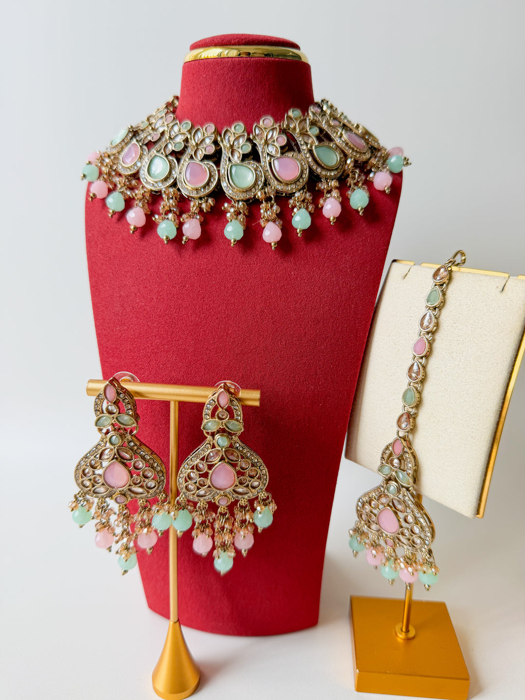 Sareena sieradenset mintgroen/roze