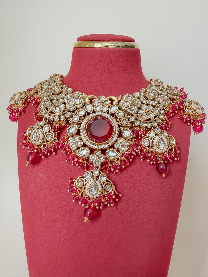 Sharina Indiase sieradenset fuchsia