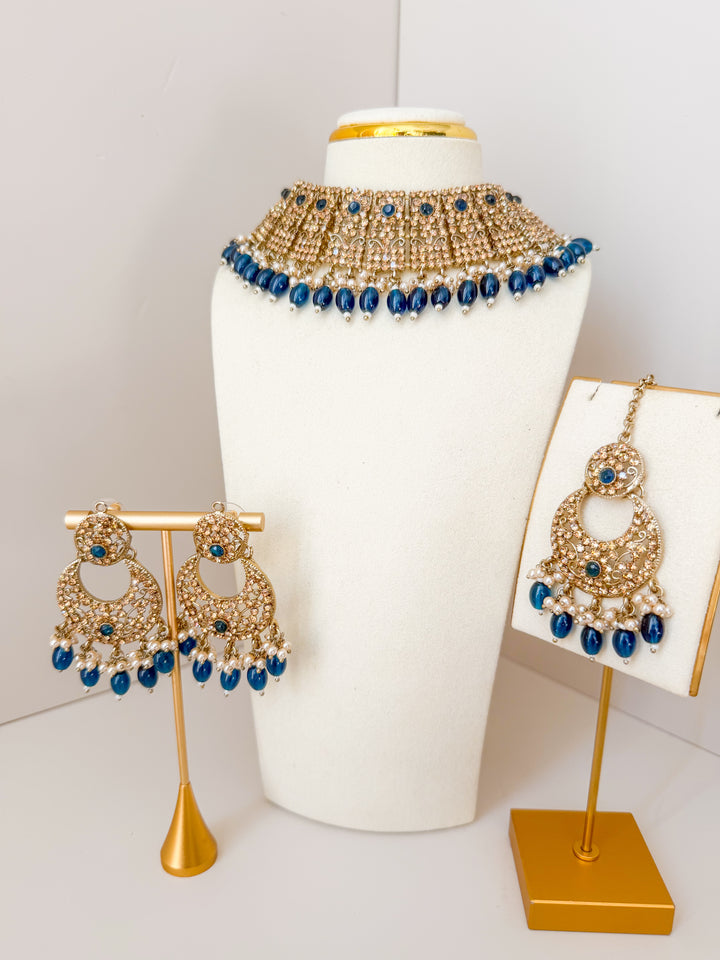 Athiya sieradenset donkerblauw