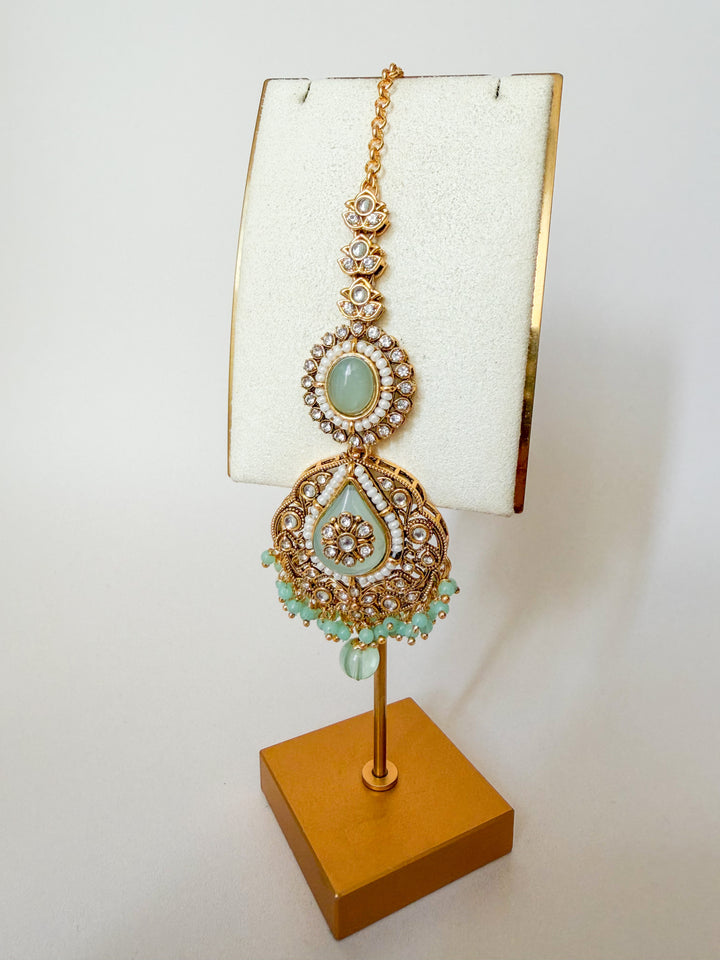 Nidhi Indiase kundan sieradenset mintgroen