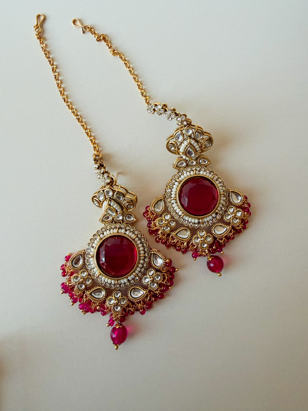 Sharina Indiase kundan sieradenset fuchsia