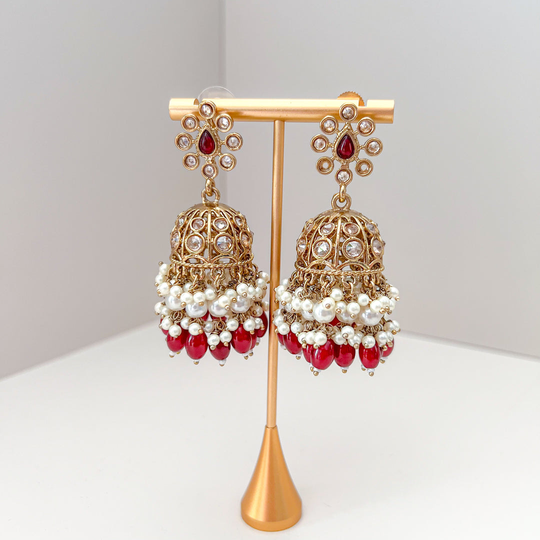Jhumka oorbellen rood