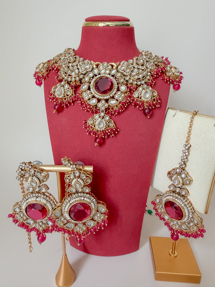 Sharina Indiase sieradenset fuchsia