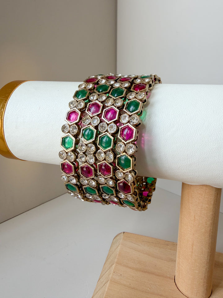 Varshana armbanden fuchsia/groen