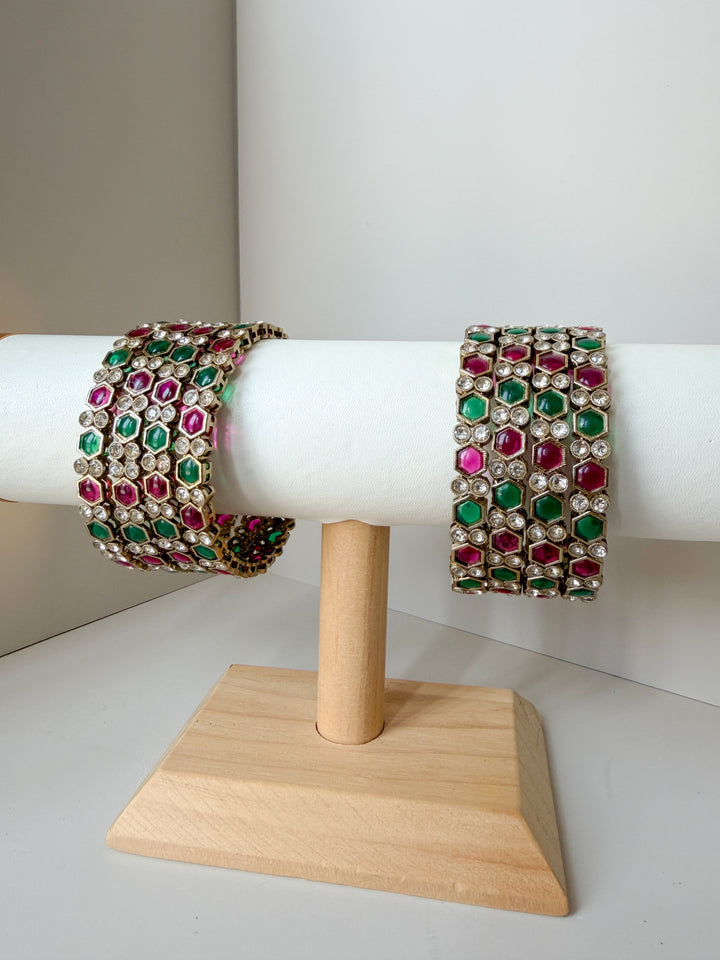 Varshana armbanden fuchsia/groen