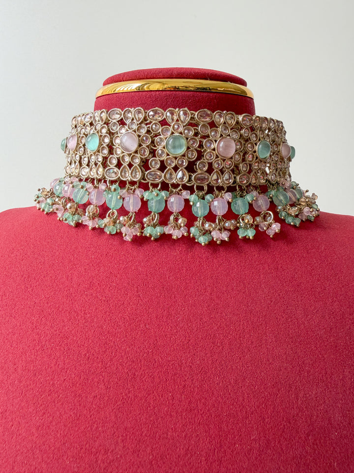 Diya sieradenset mintgroen/roze