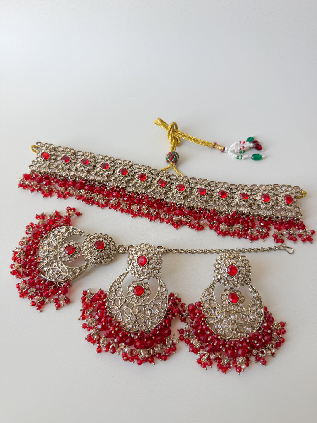 Rhea Indiase sieradenset rood