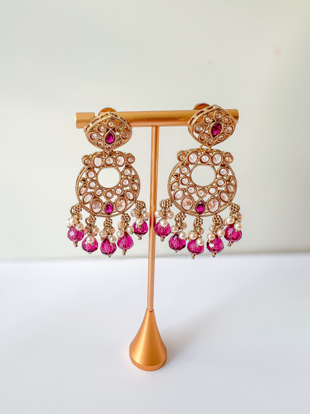 Swati sieradenset met fuchsia kralen